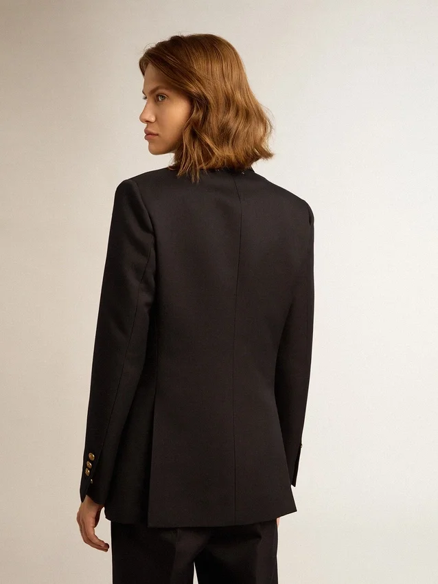Women's double-breasted dark blue blazer
