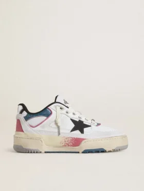 Women's Forty2 with black star and silver foiled leather heel tab