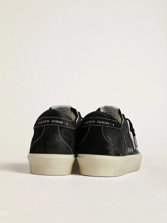 Women's Hi Star in black suede with silver Swarovski crystal star