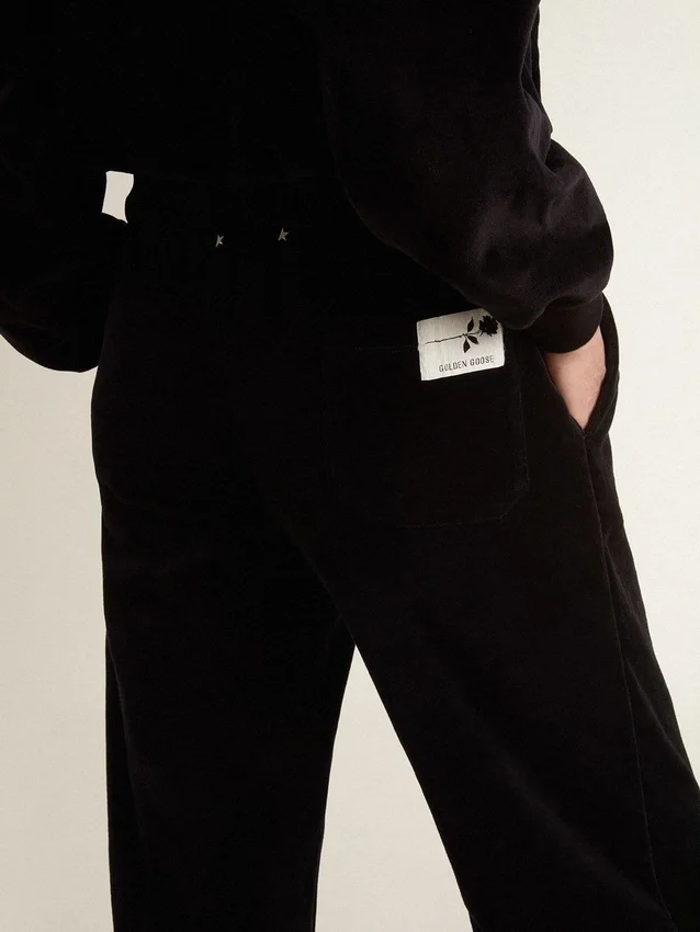 Women's joggers in velvet-effect cotton blend