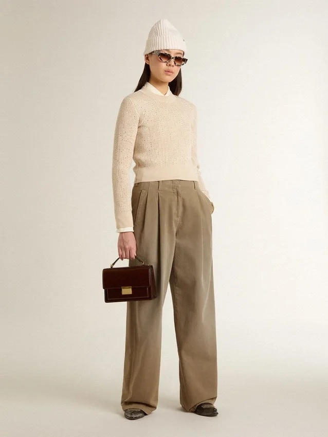 Women's khaki cotton pants