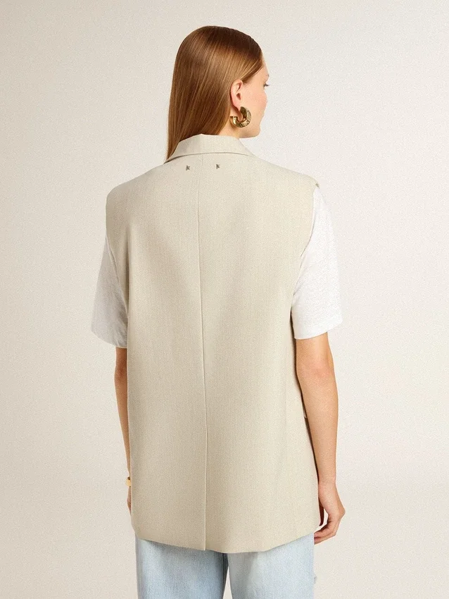 Women's khaki wool blend vest jacket