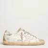 Women's leather Super-Star with pink star and silver heel tab