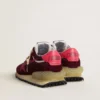 Women's Marathon in burgundy mesh and suede with printed pink star