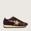 Women's Marathon with brown satin upper and platinum leather star