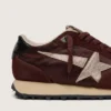 Women's Marathon with brown satin upper and platinum leather star