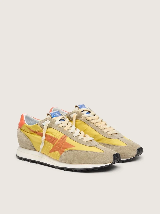 Men’s Marathon with yellow nylon upper and orange star