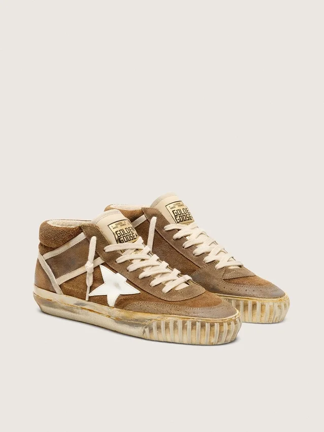 Women's Mid Star LAB in rust-colored suede with a white leather star