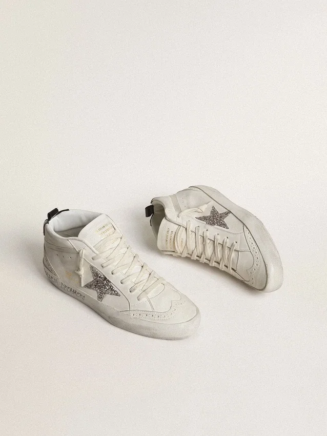 Women's Mid Star with silver glitter star and black laminated heel tab