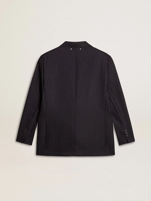 Women's midnight blue wool single-breasted blazer