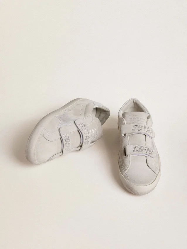 Women's Old School in light gray suede with a leather star with micro-glitter