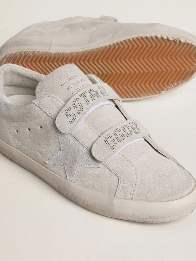 Women's Old School in light gray suede with a leather star with micro-glitter