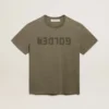Women's olive green T-shirt with Golden lettering
