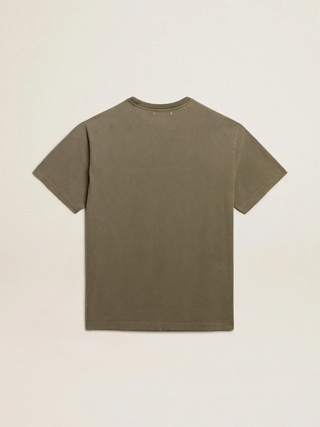 Women's olive green T-shirt with Golden lettering