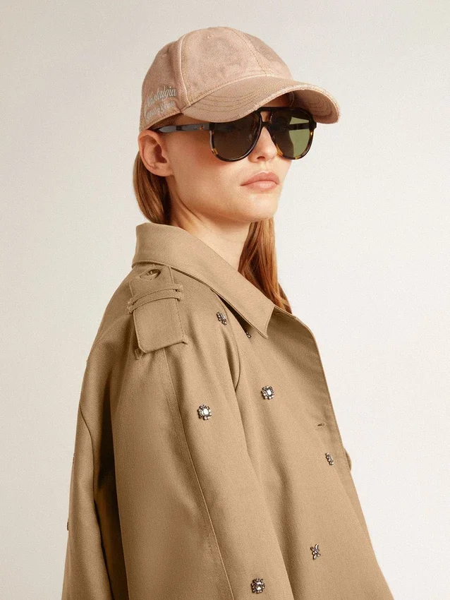 Women's oversized trench coat with crystals