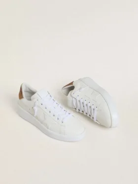 Women’s Purestar with white leather star and brown crystal heel tab