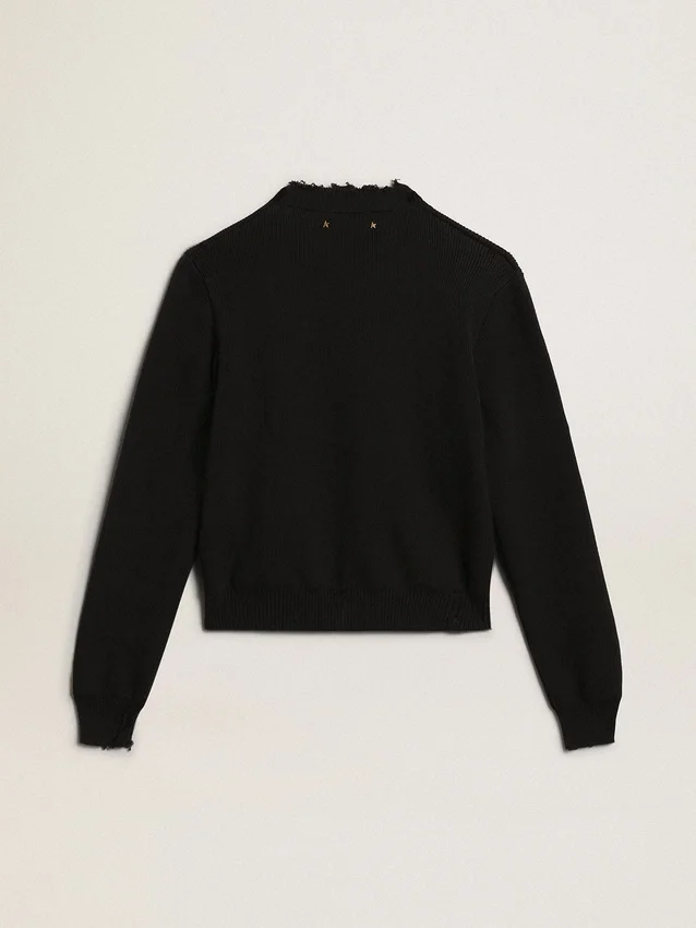 Women’s round-neck sweater in dark blue cotton