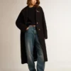 Women’s round-neck sweater in dark blue cotton with logo on the back