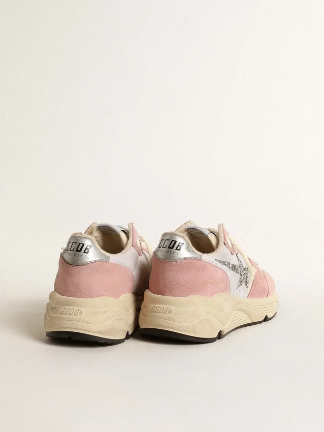 Women's Running Sole in gray mesh and suede with silver glitter star