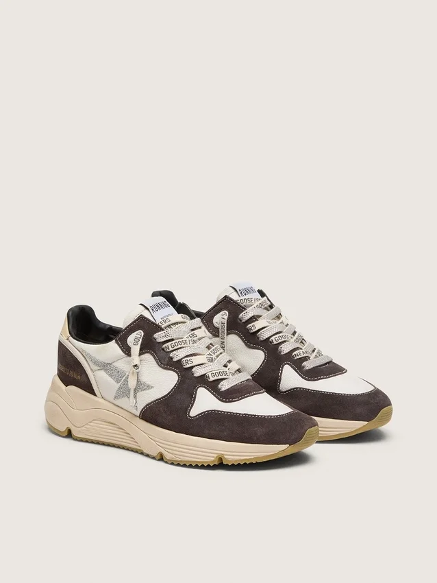 Women's Running Sole in nappa and brown suede with a Swarovski crystal star