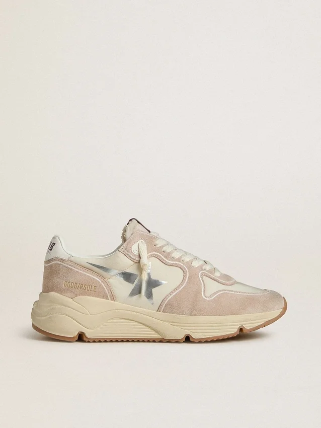 Women's Running Sole in nylon and suede with silver printed star and leather heel tab
