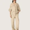 Women’s safari jacket in beige viscose micro-chevron