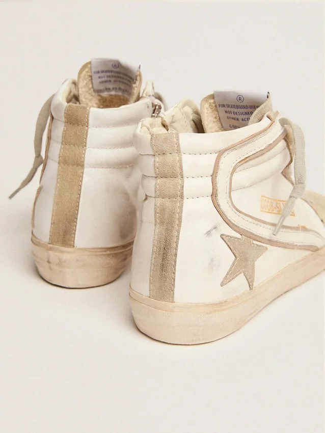 Women's Slide with ice-gray suede star and white flash