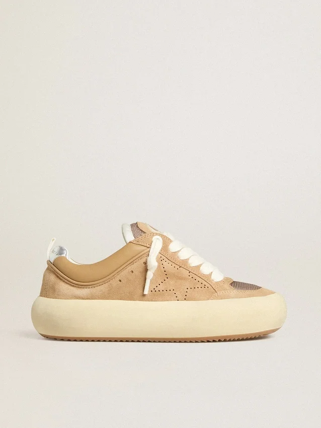 Women's Space-Star Cube in tobacco suede with perforated star