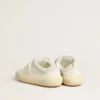 Women's Space-Star Cube in white leather with perforated star