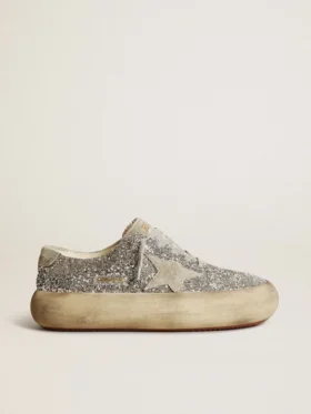 Women's Space-Star in silver glitter with ice-gray star