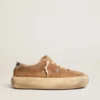 Women's Space-Star shoes in tobacco-colored suede with shearling lining