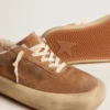 Women's Space-Star shoes in tobacco-colored suede with shearling lining