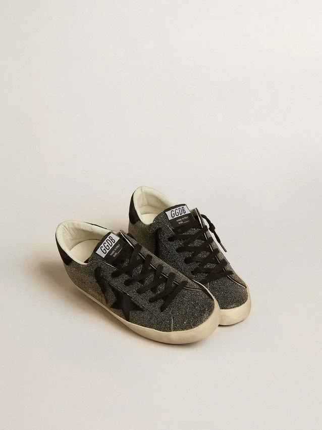 Women’s Super-Star in black Swarovski crystals with black suede star