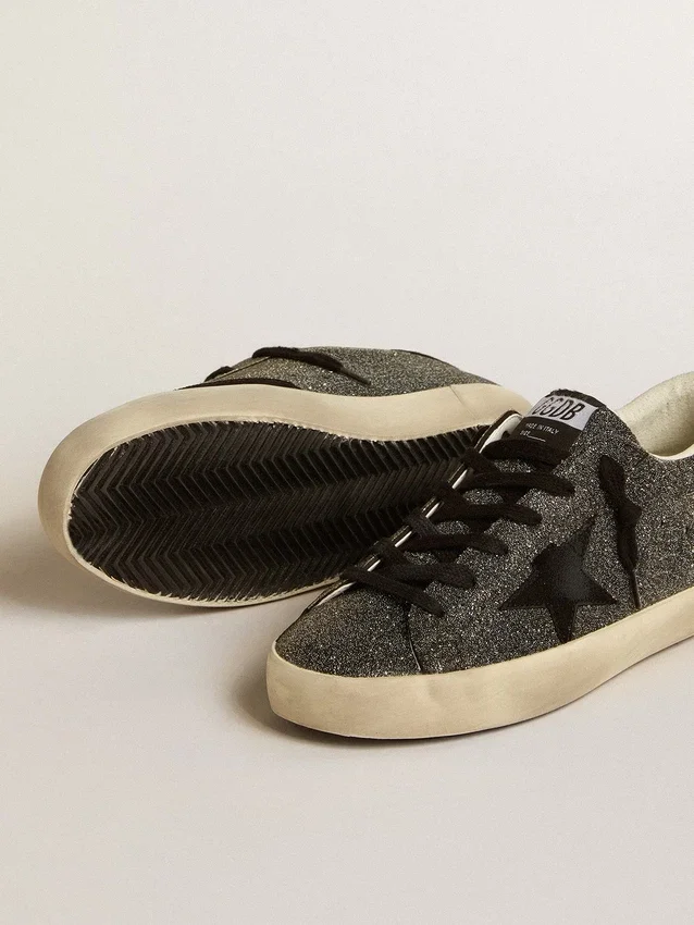 Women’s Super-Star in black Swarovski crystals with black suede star