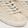 Women’s Super-Star in cream suede with perforated star and bead insert