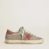 Women's Super-Star LTD in gray suede with red waxed suede star and heel tab