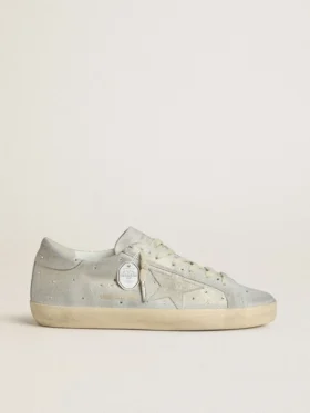 Women's Super-Star LTD in platinum suede and Swarovski crystals with platinum suede star
