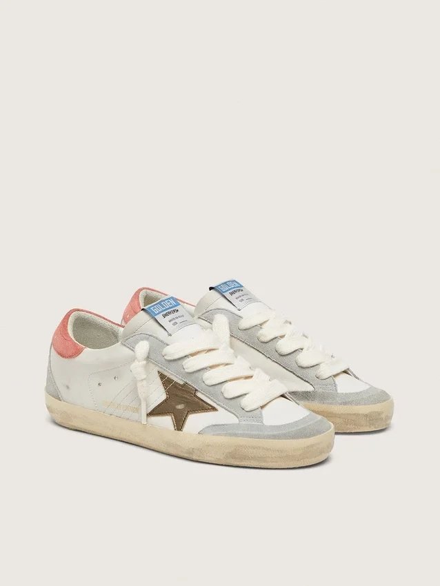 Women's Super-Star LTD in white leather with metallic bronze star