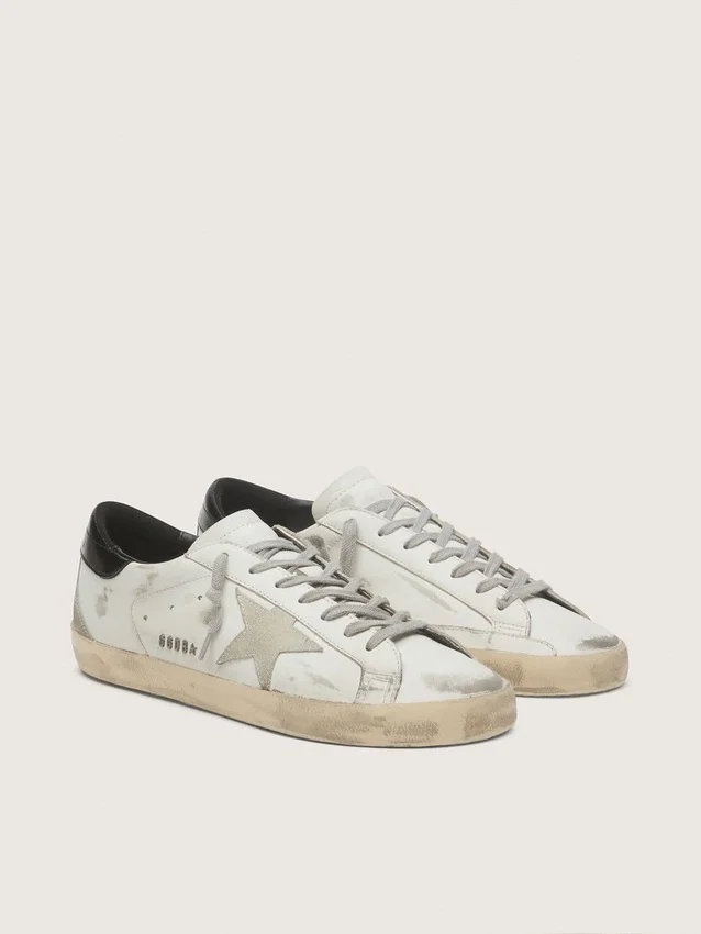 Women's Super-Star with black heel tab and metal stud lettering