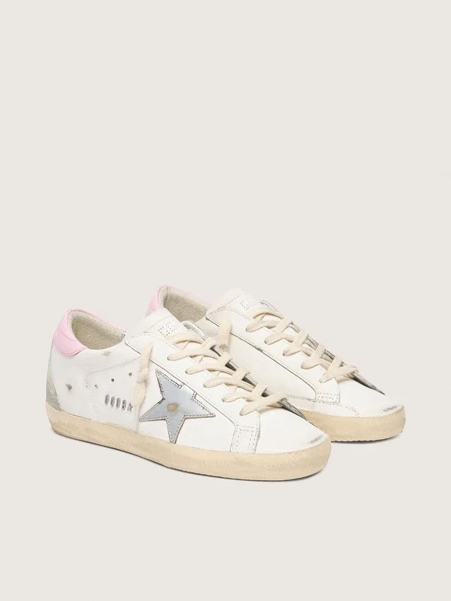 Women's Super-Star with silver leather star and pink heel tab
