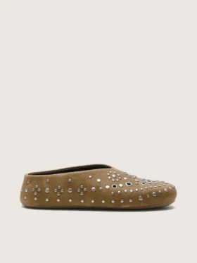 Women’s Tierra in khaki suede with silver studs