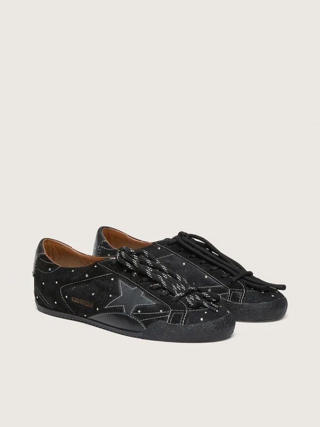 Women's True-Star in black suede with Swarovski crystals and black leather star