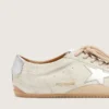 Women's True-Star in light gray suede with metallic silver star and heel tab