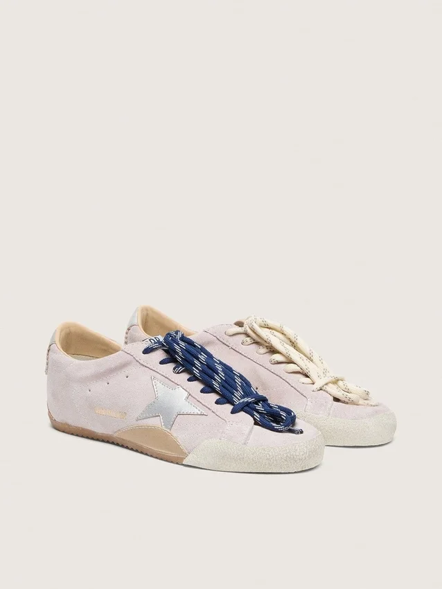 Women's True-Star in pastel pink suede with silver star and heel tab
