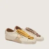 Men's True-Star in white nappa leather with gold foiled leather star and beige suede heel tab