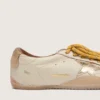 Men's True-Star in white nappa leather with gold foiled leather star and beige suede heel tab
