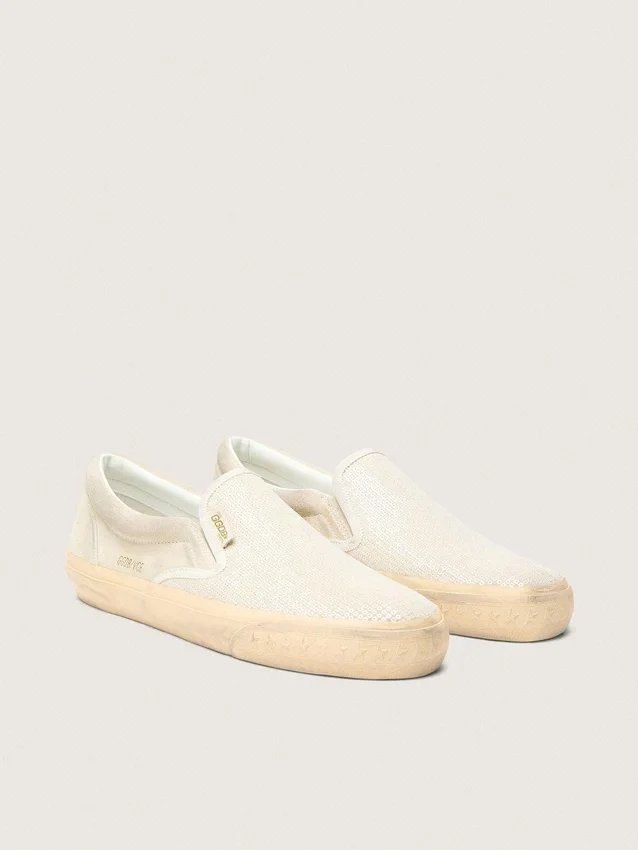 Women’s VCE Penstar in beige suede and pearl-colored sequins