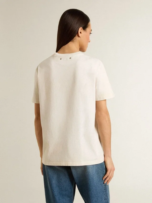 Women's white T-shirt with floral print