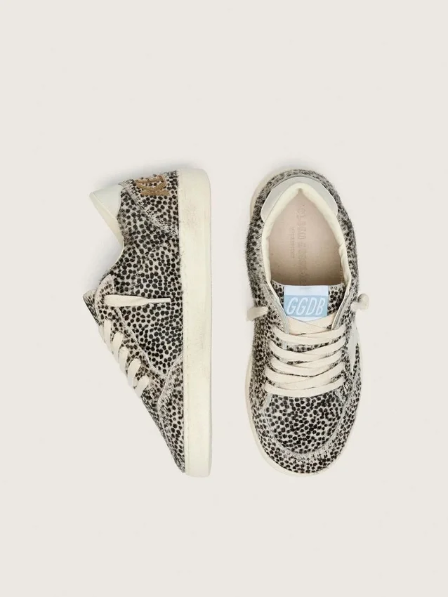 Young Ball Star in black and white leopard pony skin with cream leather star