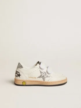 Young Ball Star in nappa with silver glitter star and heel tab